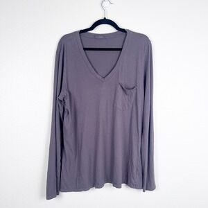 CP Shades Women's Long Sleeve V Neck Tee Shirt with Chest Pocket Sz L